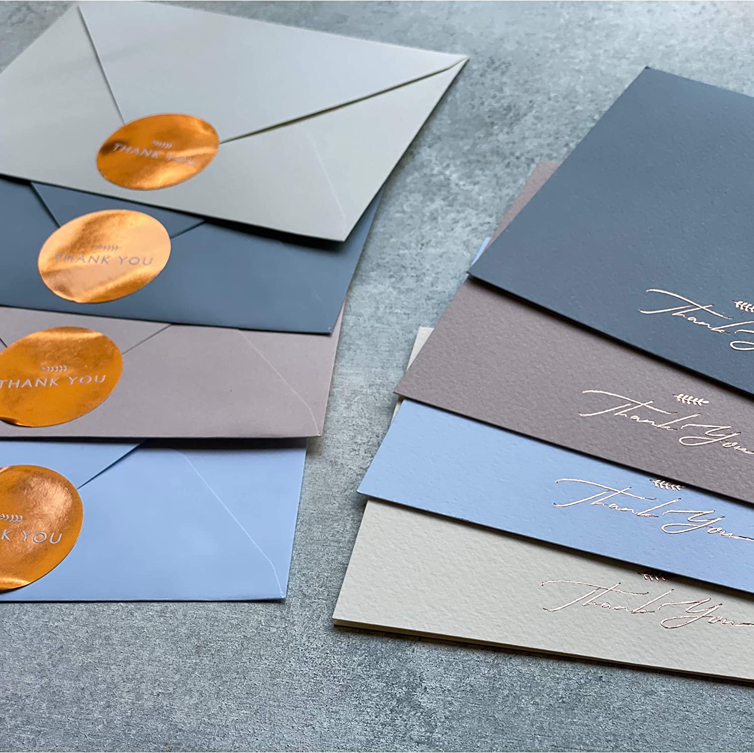 (36 Pack) Thank You Cards With Envelopes & Stickers - Elegant Dusty Blue Emboss Gold Foil Pressed - Blank Notes Wedding, Bridal, Baby Shower, Business and Formal All Occasion Cards (Dusty Blue) - Image 2